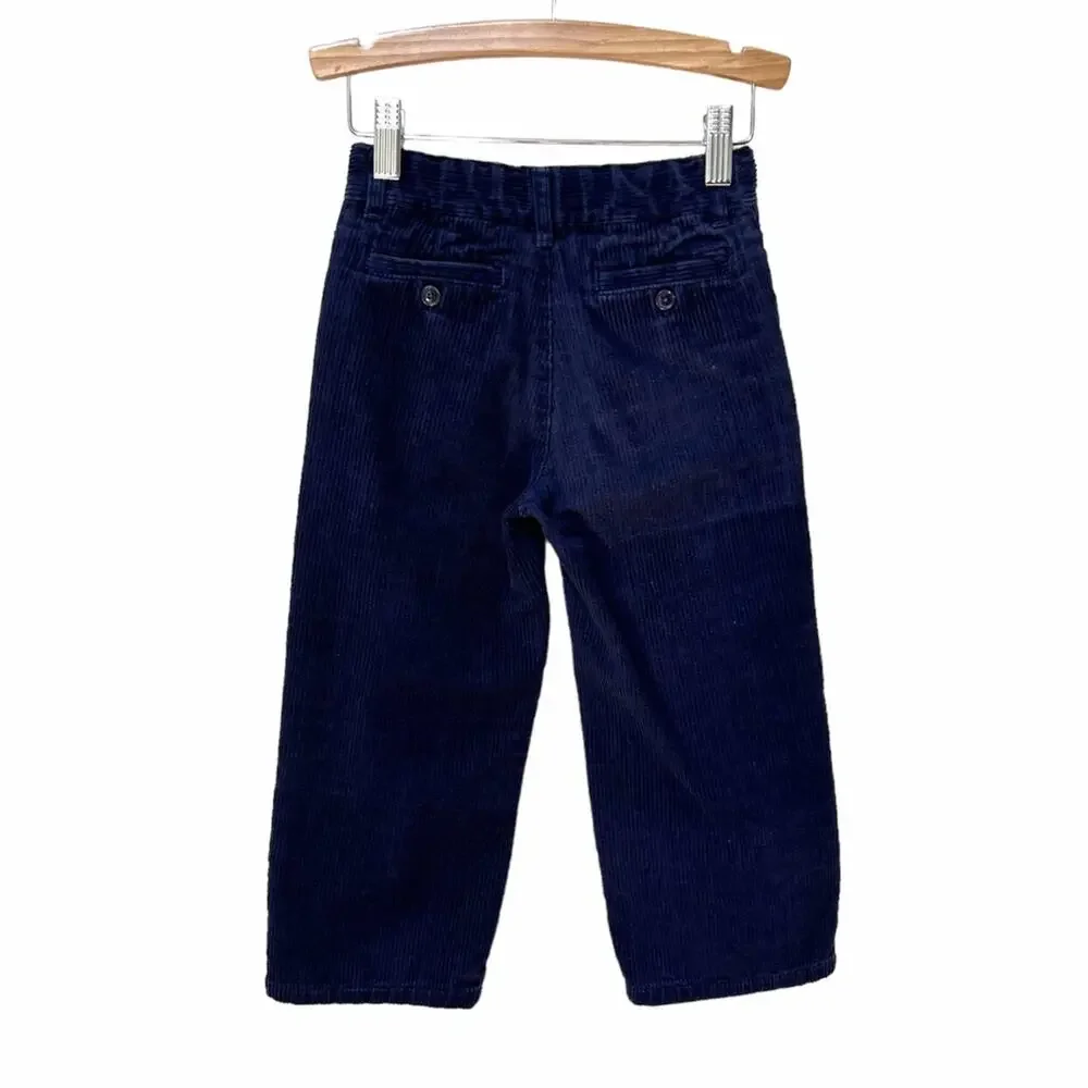 🦋3/$30 Janie and Jack Pants Boys 4 Navy Corduroy Straight Leg Adjustable Waist